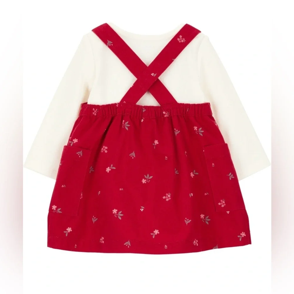 Carter's Red Floral Jumper with White Sleeves
